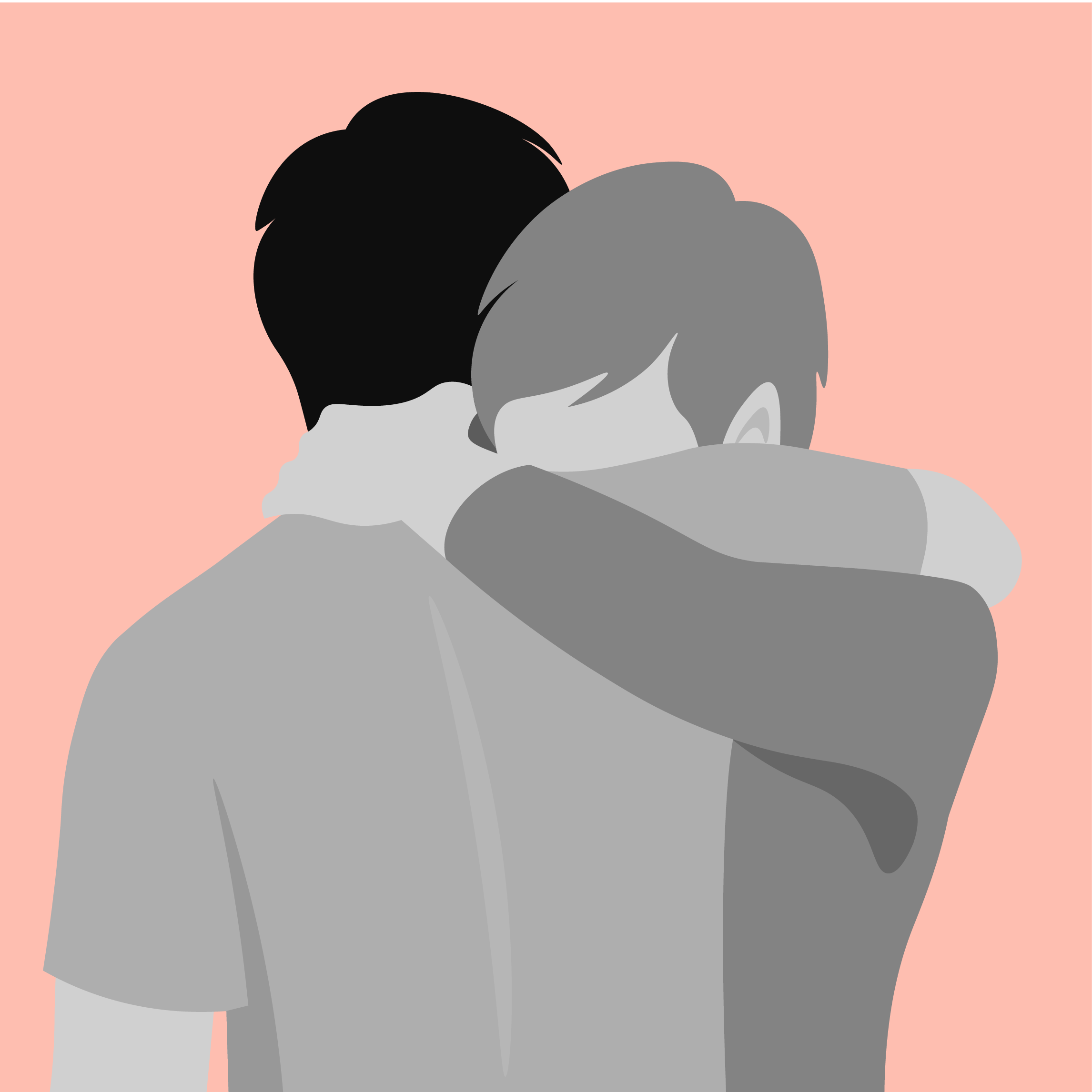 An illustration of two people embracing each other